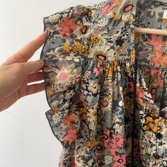 Anthropologie Bishop + Young Nadia Blouse Flutter Sleeve Top Floral Small S - Picture 5 of 7